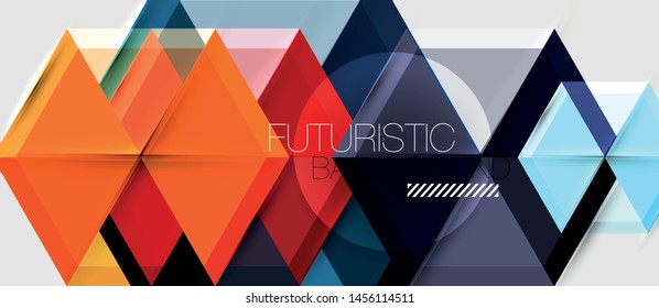 Triángulo geométrico y fondo abstracto hexagonal, ilustración vectorial