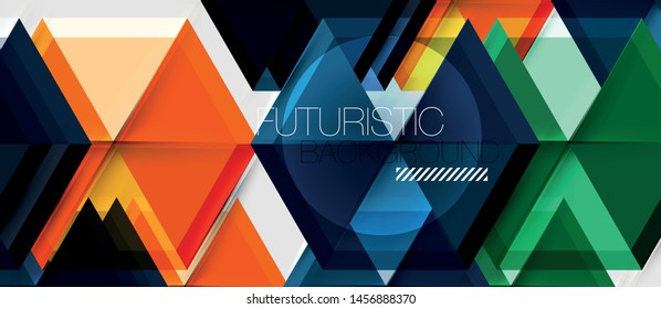 Triángulo geométrico y fondo abstracto hexagonal, ilustración vectorial