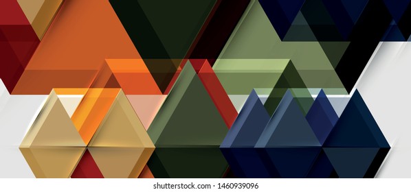 Triángulo geométrico y fondo abstracto hexagonal, ilustración vectorial