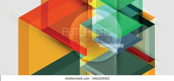 Geometric triangle and hexagon abstract background, vector illustration