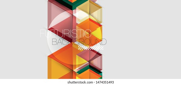 Geometric triangle and hexagon abstract background, vector illustration