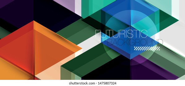 Geometric triangle and hexagon abstract background, vector illustration