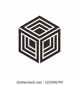 Geometric Triangle Hexagon Cube Space Box Architecture Interior Construction Business Company Stock Vector Logo Design Template