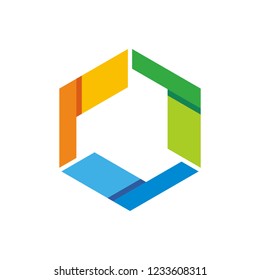 Geometric Triangle Hexagon Cube Space Box Architecture Interior Construction Business Company Stock Vector Logo Design Template