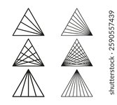 Geometric triangle icon. Abstract line pattern. Minimalist shape vector. Black simple design.