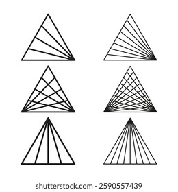 Geometric triangle icon. Abstract line pattern. Minimalist shape vector. Black simple design.