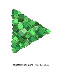 Geometric triangle icon of cubes