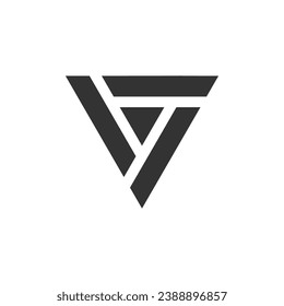 Diseño del logotipo de la letra V del icono del triángulo geométrico. Letra simple V diseño de logotipo geométrico triangular