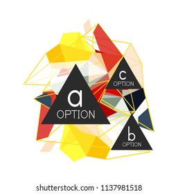 Geometric triangle infographics - workflow layout, diagram, step options, web design, infographics