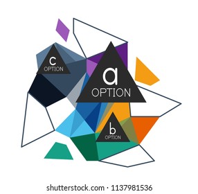 Geometric triangle infographics - workflow layout, diagram, step options, web design, infographics