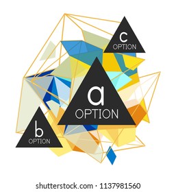 Geometric triangle infographics - workflow layout, diagram, step options, web design, infographics
