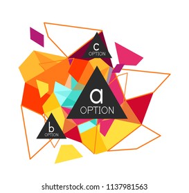 Geometric triangle infographics - workflow layout, diagram, step options, web design, infographics