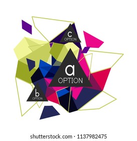 Geometric triangle infographics - workflow layout, diagram, step options, web design, infographics