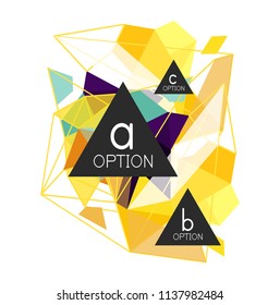 Geometric triangle infographics - workflow layout, diagram, step options, web design, infographics