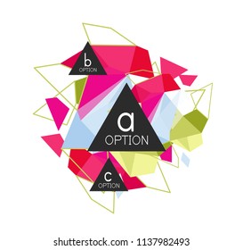 infografías de triángulo geométrico: diseño de flujo de trabajo, diagrama, opciones de paso, diseño web, infografía