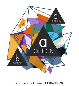 Geometric triangle infographics - workflow layout, diagram, step options, web design, infographics
