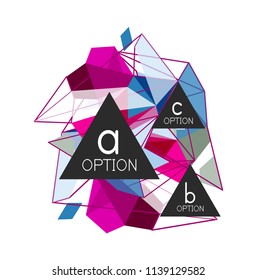 Geometric triangle infographics - workflow layout, diagram, step options, web design, infographics