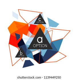 Geometric triangle infographics - workflow layout, diagram, step options, web design, infographics