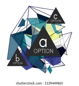 Geometric triangle infographics - workflow layout, diagram, step options, web design, infographics