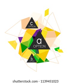 Geometric triangle infographics - workflow layout, diagram, step options, web design, infographics