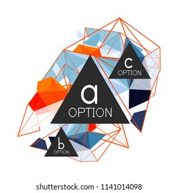 Geometric triangle infographics - workflow layout, diagram, step options, web design, infographics