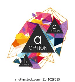 Geometric triangle infographics - workflow layout, diagram, step options, web design, infographics