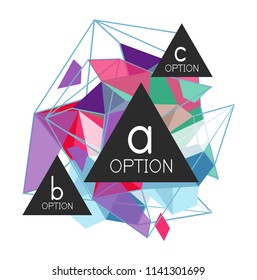 Geometric triangle infographics - workflow layout, diagram, step options, web design, infographics