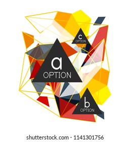 Geometric triangle infographics - workflow layout, diagram, step options, web design, infographics