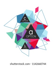 Geometric triangle infographics - workflow layout, diagram, step options, web design, infographics