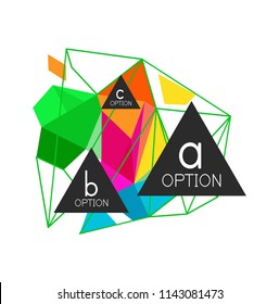 Geometric triangle infographics - workflow layout, diagram, step options, web design, infographics