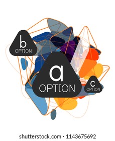 Geometric triangle infographics - workflow layout, diagram, step options, web design, infographics