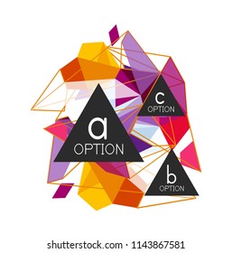 Geometric triangle infographics - workflow layout, diagram, step options, web design, infographics