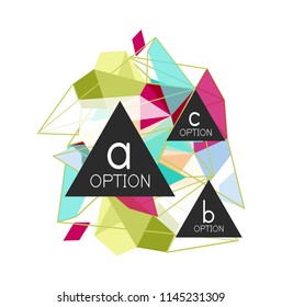 Geometric triangle infographics - workflow layout, diagram, step options, web design, infographics