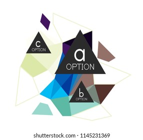 Geometric triangle infographics - workflow layout, diagram, step options, web design, infographics
