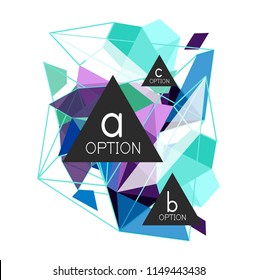 Geometric triangle infographics - workflow layout, diagram, step options, web design, infographics