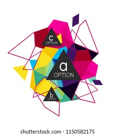 Geometric triangle infographics - workflow layout, diagram, step options, web design, infographics