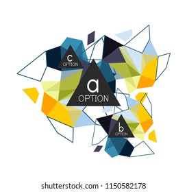 Geometric triangle infographics - workflow layout, diagram, step options, web design, infographics