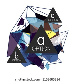 Geometric triangle infographics - workflow layout, diagram, step options, web design, infographics