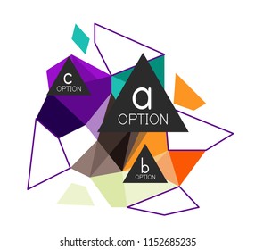Geometric triangle infographics - workflow layout, diagram, step options, web design, infographics