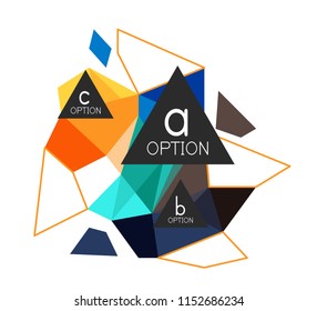 Geometric triangle infographics - workflow layout, diagram, step options, web design, infographics