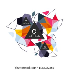 Geometric triangle infographics - workflow layout, diagram, step options, web design, infographics
