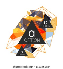 Geometric triangle infographics - workflow layout, diagram, step options, web design, infographics