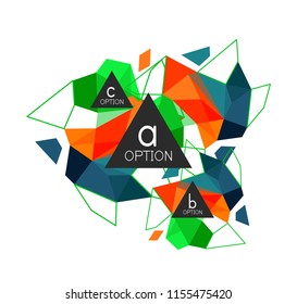 Geometric triangle infographics - workflow layout, diagram, step options, web design, infographics