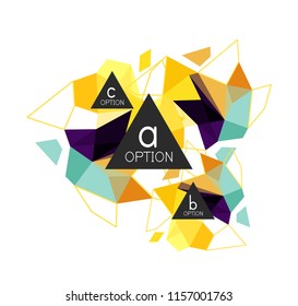 Geometric triangle infographics - workflow layout, diagram, step options, web design, infographics