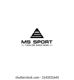 Moderno y moderno diseño único y elegante color negro y blanco MS SM M S carta diseño inicial logotipo