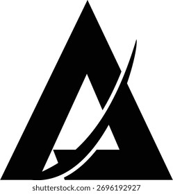 Geometric Triangle A letter mark Logo with Curved Slash