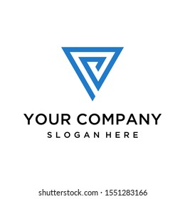 Geometric triangle letter P logo design vector