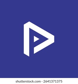 Geometric Triangle Letter P Play symbol logo design vector template