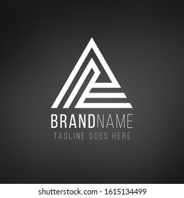 Geometric triangle logo design. business identity concept. Creative corporate template. Stock Vector illustration isolated on BLACK background