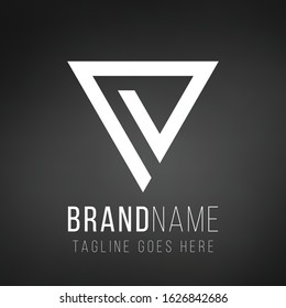 Geometric triangle logo design. business icon of company identity symbol concept. Stock Vector illustration isolated on black background.